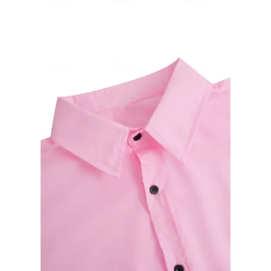 Outlet OUKU Men's Shirt Summer Shirt Casual Shirt Button Up Shirt Black White Pink Red Blue Short Sleeve Plain Collar Vacation Street Clothing Apparel Fashion Casual Comfortable