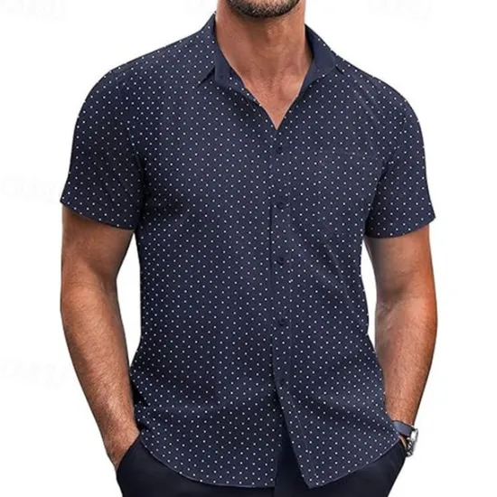 New OUKU Men's Shirt Summer Shirt Casual Shirt Beach Shirt Button Up Shirt Black White Pink Burgundy Navy Blue Short Sleeve Geometric Shirt Collar Vacation Hawaiian Clothing Apparel Polyester Fashion Casual