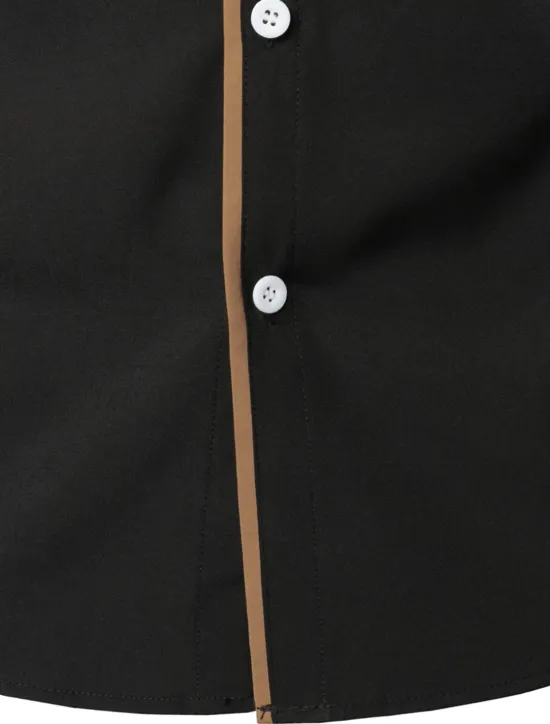OUKU Men's Shirt Summer Shirt Casual Shirt Collared Shirt Button Up Shirt Black Navy Blue Army Green Dark Gray Gray Long Sleeve Plain Lapel Vacation Daily Clothing Apparel Cotton Cotton Blend Fashion