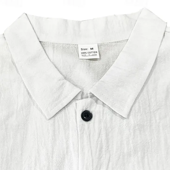 Hot OUKU Men's Shirt Summer Shirt Casual Shirt Beach Shirt Button Up Shirt Black White khaki Dark Gray Light Blue Long Sleeve Plain Lapel Vacation Hawaiian Button-Down Clothing Apparel 100% Cotton Fashion