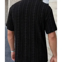 Discount OUKU Men's Shirt Summer Shirt Casual Shirt Beach Shirt Button Up Shirt Black White Brown Short Sleeve Plain Shirt Collar Vacation Hawaiian Clothing Apparel Polyester Fashion Casual Comfortable