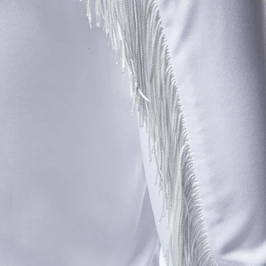 Online OUKU Men's Shirt Summer Shirt Casual Shirt Beach Shirt Button Up Shirt Black White Long Sleeve Floral Lapel Vacation Hawaiian Tassel Fringe Clothing Apparel Polyester Fashion Casual Comfortable