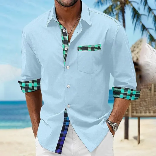 Discount OUKU Men's Shirt Summer Shirt Casual Shirt Beach Shirt Button Up Shirt Light Pink Black White Blue Taupe Short Sleeve Printed Lapel Vacation Hawaiian Clothing Apparel Polyester Fashion Casual Comfortable