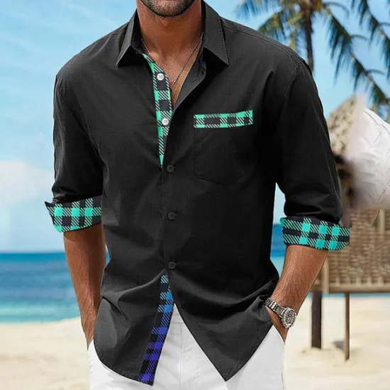 Discount OUKU Men's Shirt Summer Shirt Casual Shirt Beach Shirt Button Up Shirt Light Pink Black White Blue Taupe Short Sleeve Printed Lapel Vacation Hawaiian Clothing Apparel Polyester Fashion Casual Comfortable