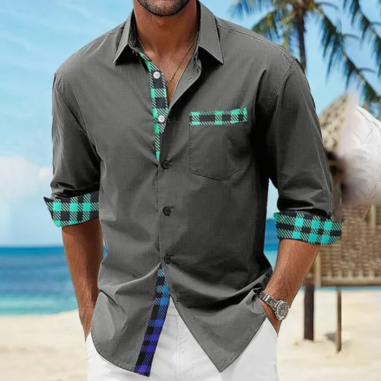 Discount OUKU Men's Shirt Summer Shirt Casual Shirt Beach Shirt Button Up Shirt Light Pink Black White Blue Taupe Short Sleeve Printed Lapel Vacation Hawaiian Clothing Apparel Polyester Fashion Casual Comfortable