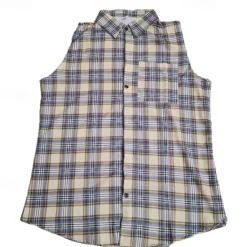 New OUKU Men's Shirt Summer Shirt Casual Shirt Beach Shirt Button Up Shirt Purple Brown Sleeveless Plaid Lapel Vacation Hawaiian Front Pocket Clothing Apparel Polyester Fashion Casual Comfortable