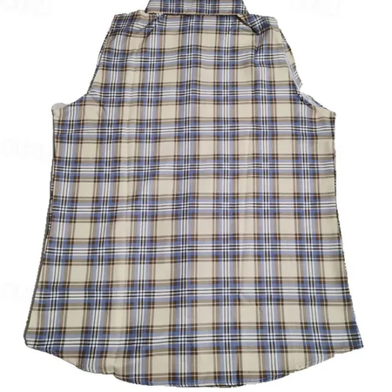 New OUKU Men's Shirt Summer Shirt Casual Shirt Beach Shirt Button Up Shirt Purple Brown Sleeveless Plaid Lapel Vacation Hawaiian Front Pocket Clothing Apparel Polyester Fashion Casual Comfortable