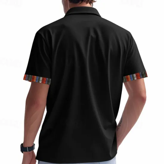 OUKU Men's Shirt Summer Shirt Casual Shirt Beach Shirt Button Up Shirt Black White khaki Light Grey Dark Gray Short Sleeve Stripes Lapel Vacation Hawaiian Pocket Clothing Apparel Polyester Fashion Casual