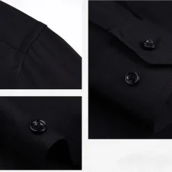 Online OUKU Men's Shirt Summer Shirt Dress Shirt Button Up Shirt Black White Navy Blue Blue Long Sleeve Plain Lapel Wedding Vacation Clothing Apparel Cotton Cotton Blend Fashion Casual Comfortable