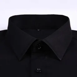 Online OUKU Men's Shirt Summer Shirt Dress Shirt Button Up Shirt Black White Navy Blue Blue Long Sleeve Plain Lapel Wedding Vacation Clothing Apparel Cotton Cotton Blend Fashion Casual Comfortable