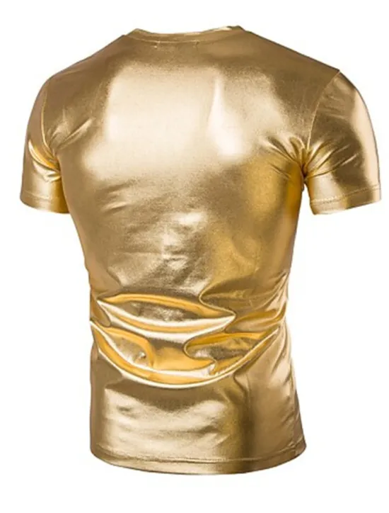 Discount OUKU Men's Shirt T Shirt Tee Short Sleeve V Neck Summer Plain Exaggerated Designer Big and Tall Wedding Party Cocktail Attire Silver Black Gold Top Tee for Men