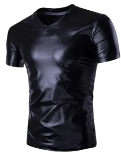 Discount OUKU Men's Shirt T Shirt Tee Short Sleeve V Neck Summer Plain Exaggerated Designer Big and Tall Wedding Party Cocktail Attire Silver Black Gold Top Tee for Men