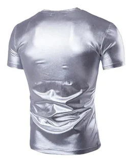 Discount OUKU Men's Shirt T Shirt Tee Short Sleeve V Neck Summer Plain Exaggerated Designer Big and Tall Wedding Party Cocktail Attire Silver Black Gold Top Tee for Men