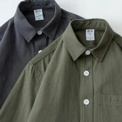 Online OUKU Men's Shirt White Blue Army Green Dark Gray Apricot Long Sleeve Solid Color Rolled collar Causal Casual Buttons Clothing Apparel Neutral Daily