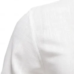 Online OUKU Men's Shirt White Navy Blue khaki Long Sleeve Solid Color Standing Collar Outdoor Causal Ruched Clothing Apparel Daily Casual Daily Leisure