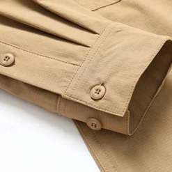 Hot OUKU Men's Shirt Workwear Shirts Work Shirt Button Up Shirt Cargo Shirt Black khaki Army Green Gray Long Sleeve Plain Turndown Vacation Holiday Front Pocket Clothing Apparel Fashion Casual Comfortable