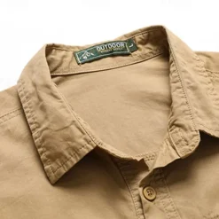 Online OUKU Men's Shirt Workwear Shirts Casual Shirt Work Shirt Button Up Shirt Cargo Shirt Black khaki Army Green Gray Long Sleeve Plain Turndown Vacation Holiday Front Pocket Clothing Apparel Fashion Casual