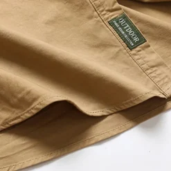 Online OUKU Men's Shirt Workwear Shirts Casual Shirt Work Shirt Button Up Shirt Cargo Shirt Black khaki Army Green Gray Long Sleeve Plain Turndown Vacation Holiday Front Pocket Clothing Apparel Fashion Casual