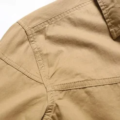 Online OUKU Men's Shirt Workwear Shirts Casual Shirt Work Shirt Button Up Shirt Cargo Shirt Black khaki Army Green Gray Long Sleeve Plain Turndown Vacation Holiday Front Pocket Clothing Apparel Fashion Casual