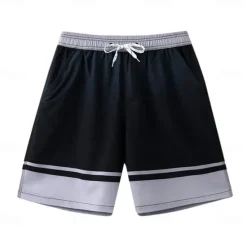 Sale OUKU Men's Shorts Beach Shorts Drawstring Color Block Breathable Quick Dry Knee Length Outdoor Vacation Home Vacation Ethnic Style Black+Grey Dark Red Stretchy