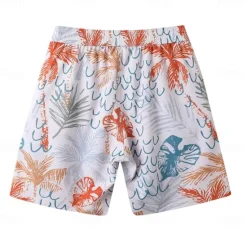Discount OUKU Men's Shorts Beach Shorts Drawstring Graphic Leaf Animal Breathable Quick Dry Knee Length Outdoor Vacation Home Vacation Ethnic Style Lake blue ArmyGreen Stretchy