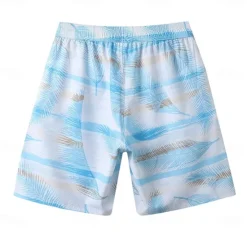 Discount OUKU Men's Shorts Beach Shorts Drawstring Graphic Leaf Animal Breathable Quick Dry Knee Length Outdoor Vacation Home Vacation Ethnic Style Lake blue ArmyGreen Stretchy