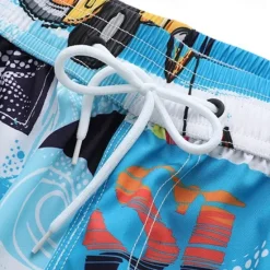 OUKU Men's Shorts Beach Shorts Drawstring Graphic Letter Abstract Breathable Quick Dry Knee Length Outdoor Vacation Home Vacation Ethnic Style Lake blue White & Blue Stretchy