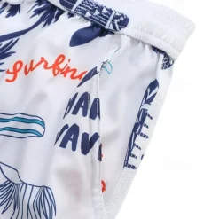 Clearance OUKU Men's Shorts Beach Shorts Drawstring Graphic Leaf Tree Breathable Quick Dry Knee Length Outdoor Vacation Home Vacation Ethnic Style White & Blue Dark Blue Micro-elastic