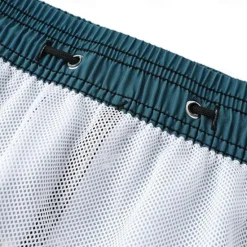 Discount OUKU Men's Shorts Beach Shorts Pocket Drawstring Print Graphic Leaf Tree Breathable Quick Dry Knee Length Outdoor Vacation Home Vacation Ethnic Style Lake blue Dark Blue / Red Micro-elastic