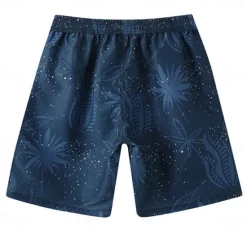 Clearance OUKU Men's Shorts Beach Shorts Drawstring Graphic Leaf Tree Breathable Quick Dry Knee Length Outdoor Vacation Home Vacation Ethnic Style Stretchy Navy Blue