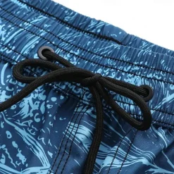 Hot OUKU Men's Shorts Beach Shorts Drawstring Ocean Abstract Abstract Art Breathable Quick Dry Knee Length Outdoor Vacation Home Vacation Ethnic Style Lake blue Navy Blue Stretchy
