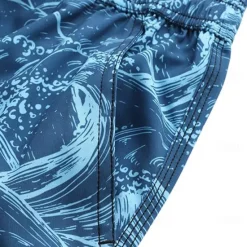 Hot OUKU Men's Shorts Beach Shorts Drawstring Ocean Abstract Abstract Art Breathable Quick Dry Knee Length Outdoor Vacation Home Vacation Ethnic Style Lake blue Navy Blue Stretchy