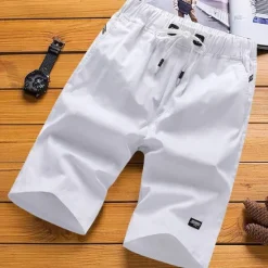 Discount OUKU Men's Shorts Casual Shorts Drawstring Elastic Waist Straight Leg Solid Color Knee Length Sports Outdoor Streetwear Fashion Casual Black White