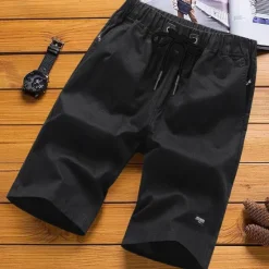 Discount OUKU Men's Shorts Casual Shorts Drawstring Elastic Waist Straight Leg Solid Color Knee Length Sports Outdoor Streetwear Fashion Casual Black White