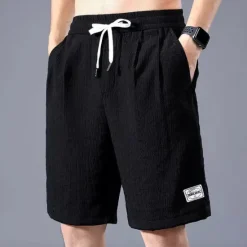 Outlet OUKU Men's Shorts Casual Shorts Drawstring Elastic Waist Straight Leg Solid Color Breathable Outdoor Knee Length Casual Daily Cotton Blend Casual Athleisure Green Black Micro-elastic