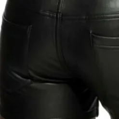 Outlet OUKU Men's Shorts Casual Shorts Faux Leather Shorts Pocket Plain Comfort Breathable Casual Daily Holiday Streetwear Stylish Black