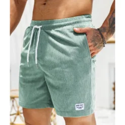 Clearance OUKU Men's Shorts Casual Shorts Corduroy Shorts Pocket Drawstring Elastic Waist Plain Comfort Short Holiday Beach Weekend Fashion Casual Black Yellow Micro-elastic
