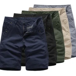 Hot OUKU Men's Shorts Chino Shorts Bermuda shorts Pocket Plain Comfort Breathable Outdoor Daily Going out 100% Cotton Fashion Streetwear Black Navy Blue
