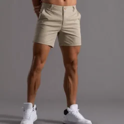 Online OUKU Men's Shorts Chino Shorts Bermuda shorts Work Shorts Pocket Straight Leg Plain Comfort Breathable Short Sports Outdoor Casual Daily Fashion Streetwear Black White