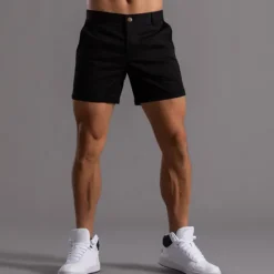 Online OUKU Men's Shorts Chino Shorts Bermuda shorts Work Shorts Pocket Straight Leg Plain Comfort Breathable Short Sports Outdoor Casual Daily Fashion Streetwear Black White
