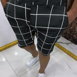 Sale OUKU Men's Shorts Chino Shorts Bermuda shorts Work Shorts Zipper Front Pocket Plaid Tartan Dolphin Comfort Breathable Knee Length Formal Business Daily Simple Chic & Modern White Navy Blue