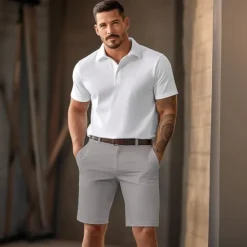 Sale OUKU Men's Shorts Chino Shorts Bermuda shorts Zipper Buttons Pocket Plain Comfort Breathable Short Casual Daily Holiday Fashion Chic & Modern Black White