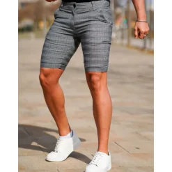 New OUKU Men's Shorts Chino Shorts Bermuda shorts Pocket Plaid Comfort Breathable Outdoor Daily Going out Fashion Streetwear Black Yellow