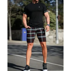 New OUKU Men's Shorts Chino Shorts Bermuda shorts Pocket Plaid Comfort Breathable Outdoor Daily Going out Fashion Streetwear Black Yellow