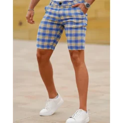 New OUKU Men's Shorts Chino Shorts Bermuda shorts Pocket Plaid Comfort Breathable Outdoor Daily Going out Fashion Streetwear Black Yellow