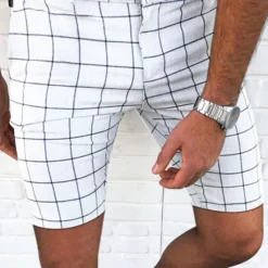 New OUKU Men's Shorts Chino Shorts Bermuda shorts Work Shorts Pocket Lattice Comfort Outdoor Daily Going out Fashion Streetwear Navy Blue White
