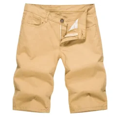 Hot OUKU Men's Shorts Chino Shorts Bermuda shorts Pocket Plain Comfort Breathable Outdoor Daily Going out 100% Cotton Fashion Streetwear Blue Khaki
