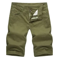 Hot OUKU Men's Shorts Chino Shorts Bermuda shorts Pocket Plain Comfort Breathable Outdoor Daily Going out 100% Cotton Fashion Streetwear Blue Khaki