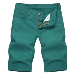 Hot OUKU Men's Shorts Chino Shorts Bermuda shorts Pocket Plain Comfort Breathable Outdoor Daily Going out 100% Cotton Fashion Streetwear Blue Khaki