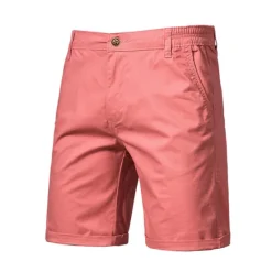 Hot OUKU Men's Shorts Chino Shorts Bermuda shorts Work Shorts Pocket Elastic Waist Plain Comfort Knee Length Casual Daily Holiday Streetwear Stylish Black Pink Micro-elastic